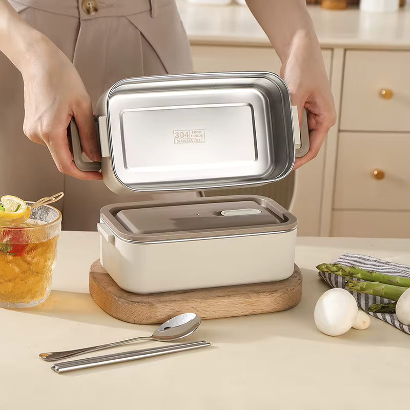 Auslaufsichere Lunchbox aus mehrschichtigem 304-Edelstahl (mikrowellengeeignet)