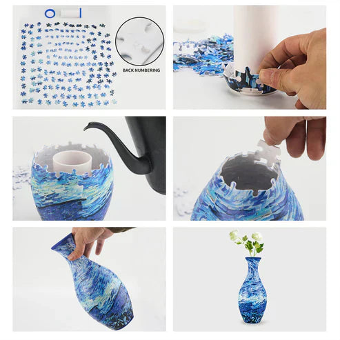 EcoBloom - 3D Puzzle Vase - Dekorative Blumenvase mit abnehmbarer Wasserbehälter