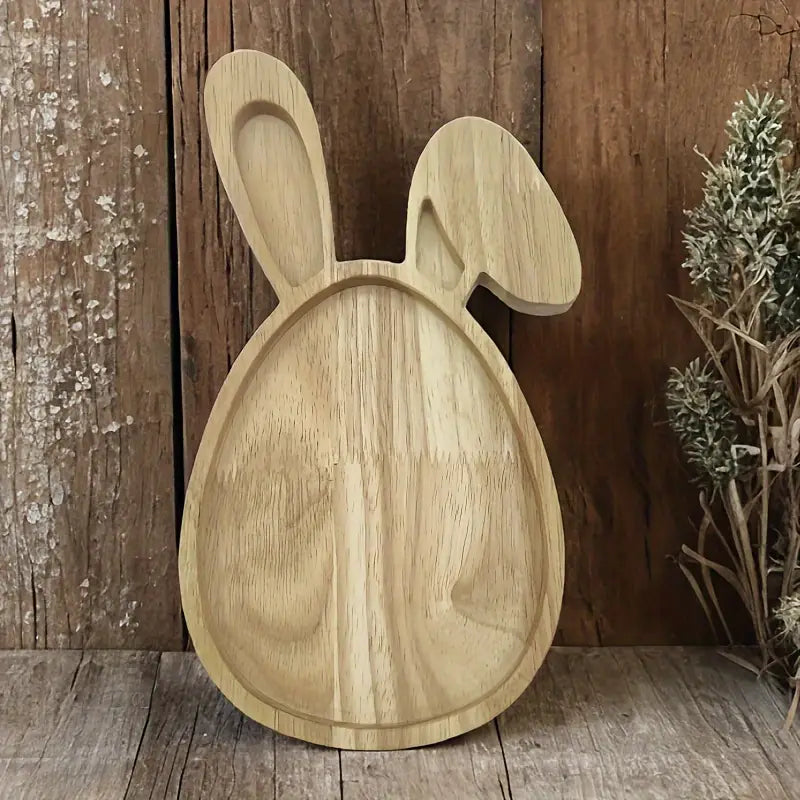 FestivaDecor - Servierplatte aus Holz in Form eines Osterhasen