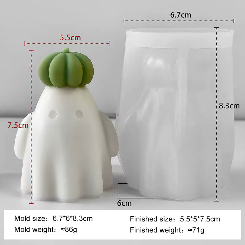 Detaljeret 3D Fleksibel og Holdbar Silikoneform (Græskar og Spøgelse)