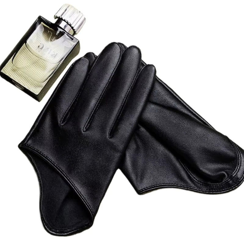 Fingerlose Handschuhe aus PU-Kunstleder mit halben Handflächen (Einheitsgröße)