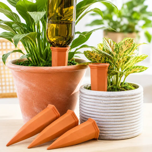Terrakotta wiederverwendbare Selbstbewässerungs-Pflanzenstäbe (2er-Pack)