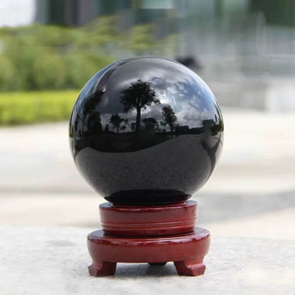 Natürlich polierte schwarze Obsidian-Kugel (40 mm)