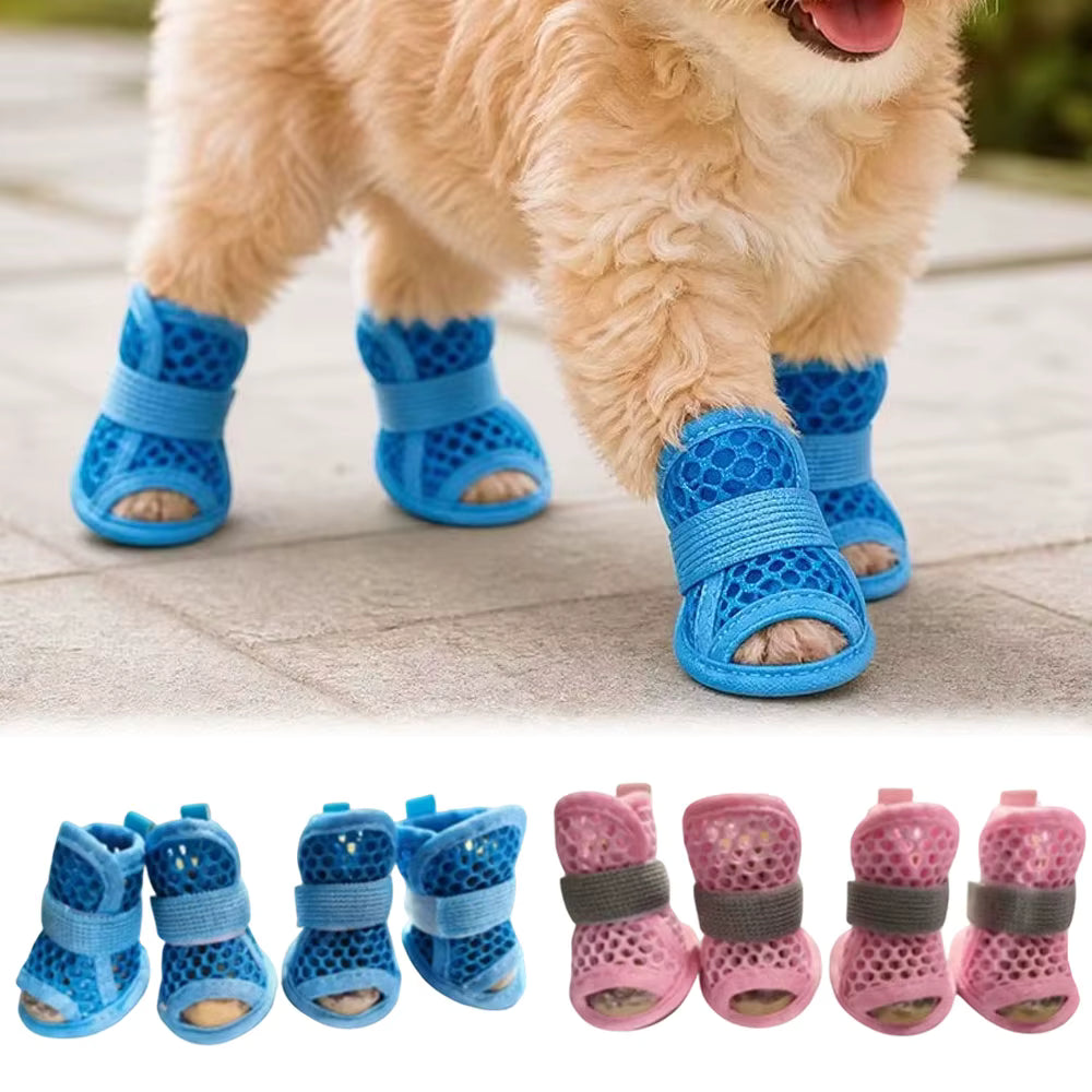 Atmungsaktives Mesh und rutschfeste weiche Hundeschuhe (4er-Set)