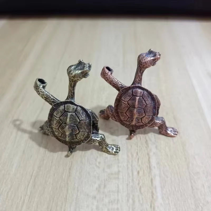 Kompakter Vintage-Bronze-Räucherstäbchenhalter in Schildkrötenform