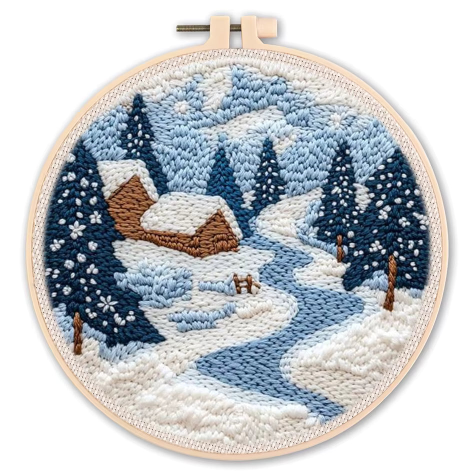 Begynder-venligt fortrykt punch-nål broderisæt (20x20cm)