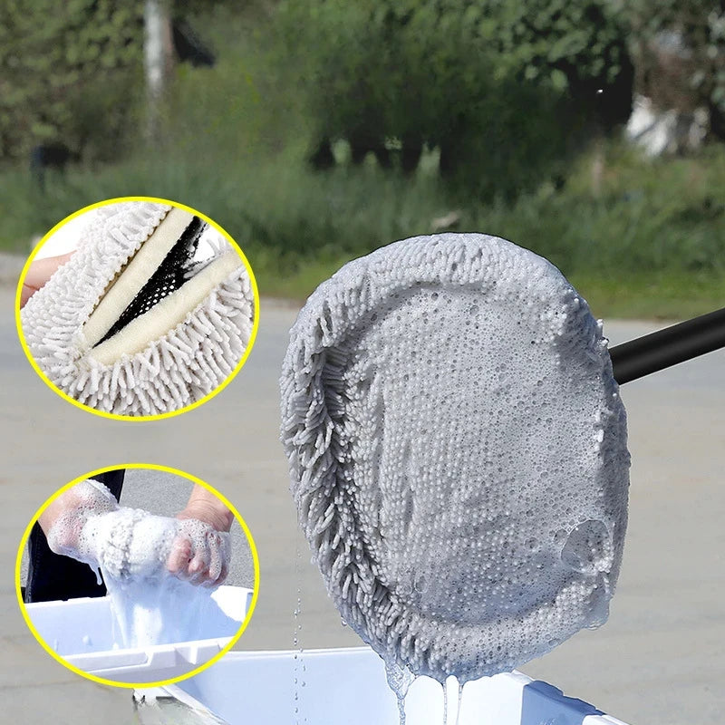 Teleskoperende 90-graders roterende mikrofiber bilvaskemoppe