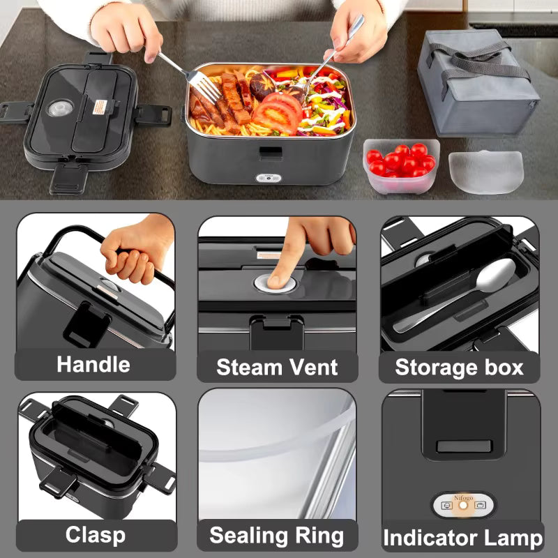 Tragbare selbstheizende Lunchbox aus Edelstahl (inklusive isolierter Tasche)