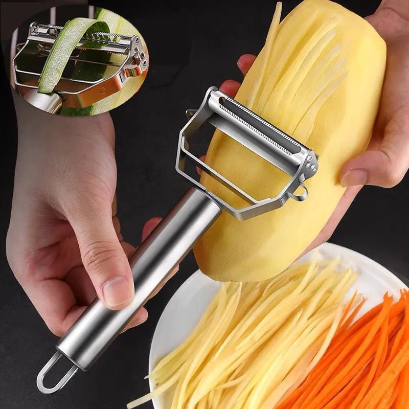 Doppelköpfiger Gemüseschäler aus Edelstahl mit Anti-Schnitt-Funktion