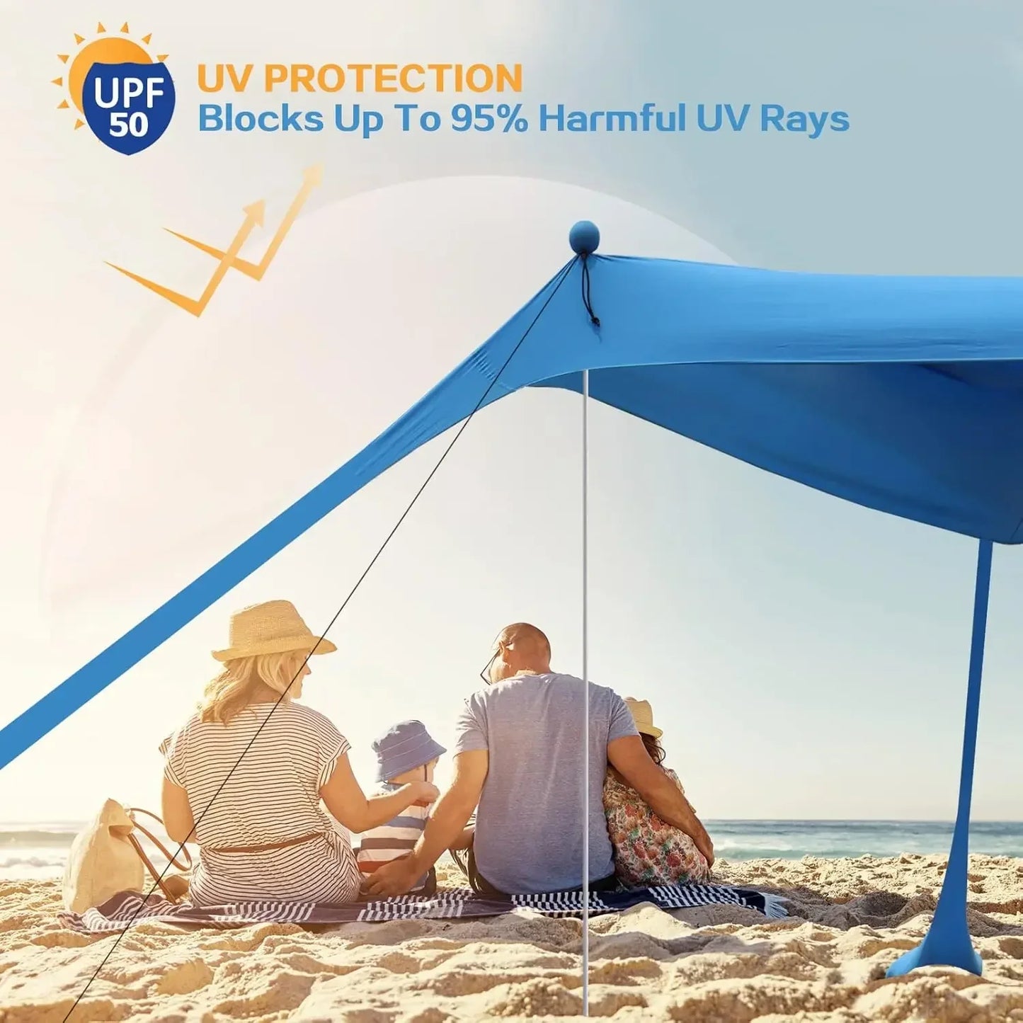 UV-blockierendes, belüftetes tragbares Strandzelt (für 1–3 Personen geeignet)