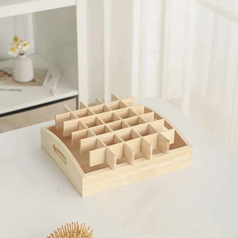 Tragbare Aufbewahrungsbox aus Kiefernholz für 30 Fläschchen ätherischer Öle