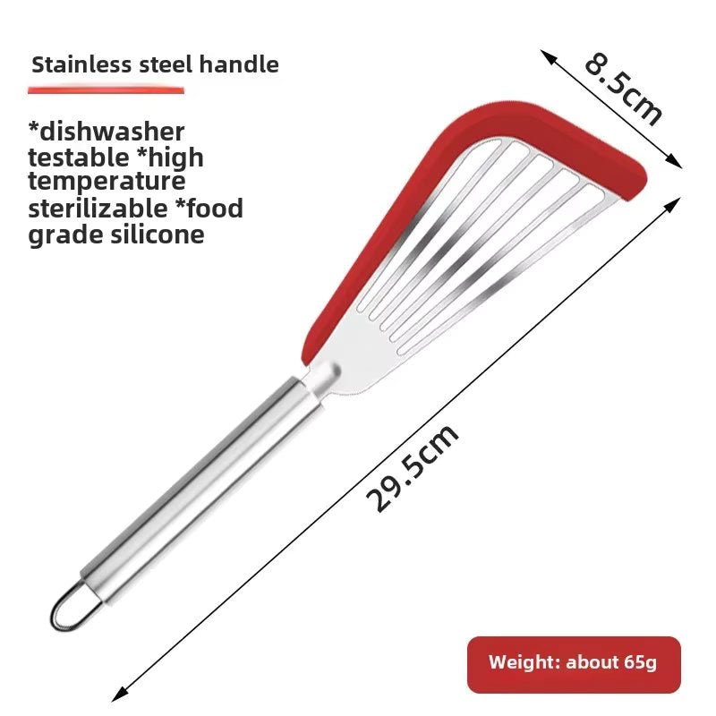 Hitzebeständiger Fischwender aus Edelstahl (Silikon- und Gelgriff)