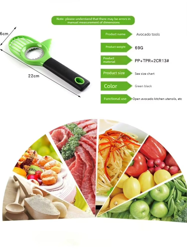 3-in-1-Avocadoschneider aus Edelstahl