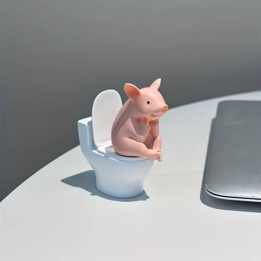 Verspielte Schweinefigur fürs Badezimmer zur Tisch- und Wandmontage