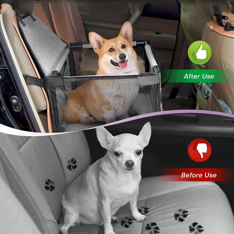 Sicherer faltbarer atmungsaktiver Mesh-Hundetragetasche fürs Auto (mit Sicherheitsgurt)