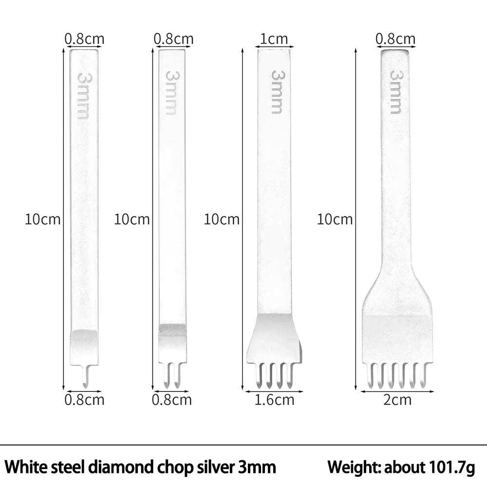 Gleichmäßig angeordnete Rautenzähne & gehärteter Stahl - Ledernaht-Stanzset (3-6 mm)