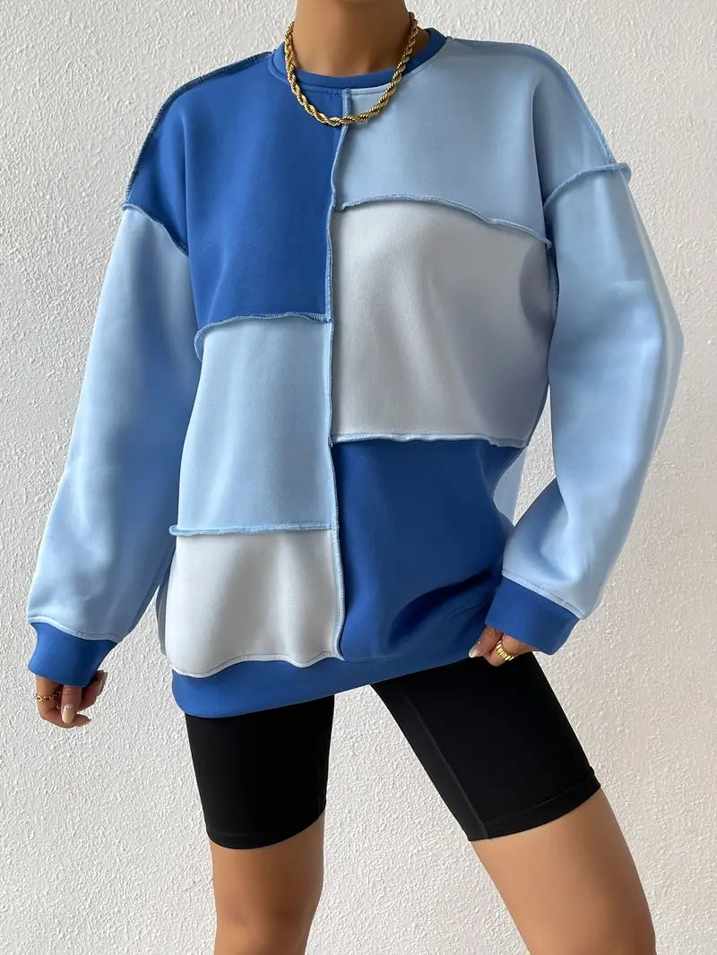 Anastasia - Sweatshirt mit langen Ärmeln und Farbblock-Design