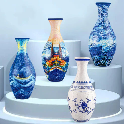 EcoBloom - 3D Puzzle Vase - Dekorative Blumenvase mit abnehmbarer Wasserbehälter