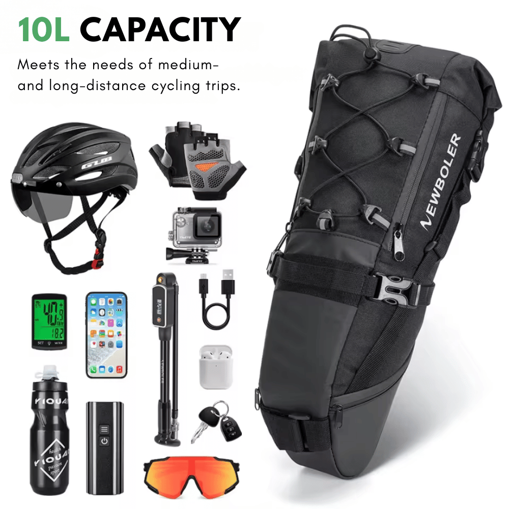 Wasserdichte Fahrradtasche – 10 Liter Fassungsvermögen | Hochwertiges Polyester | Anpassbares Design | Zuverlässiger Begleiter für Fahrradtouren