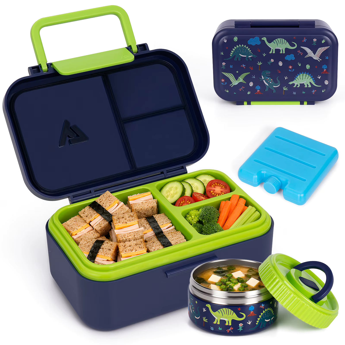 Vakuumisolierte und auslaufsichere Bento-Lunchbox aus Edelstahl (3 Fächer)