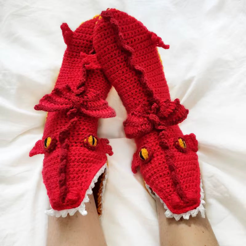 Dicke gestrickte Dinosauriersocken aus Wollmischung (Unisex)