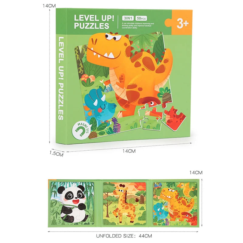 Magnetisches Holzpuzzle-Buch (3-in-1)