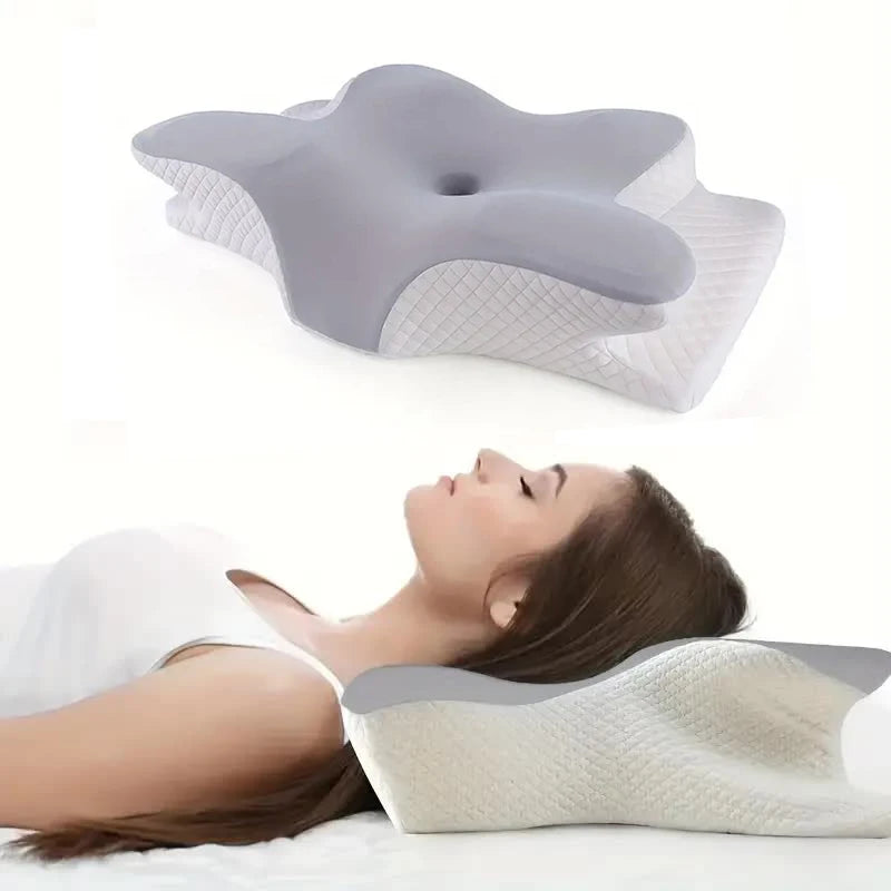 Ergonomisk langsomt genoprettende hukommelsesskum nakkepude (som sommerfugl)