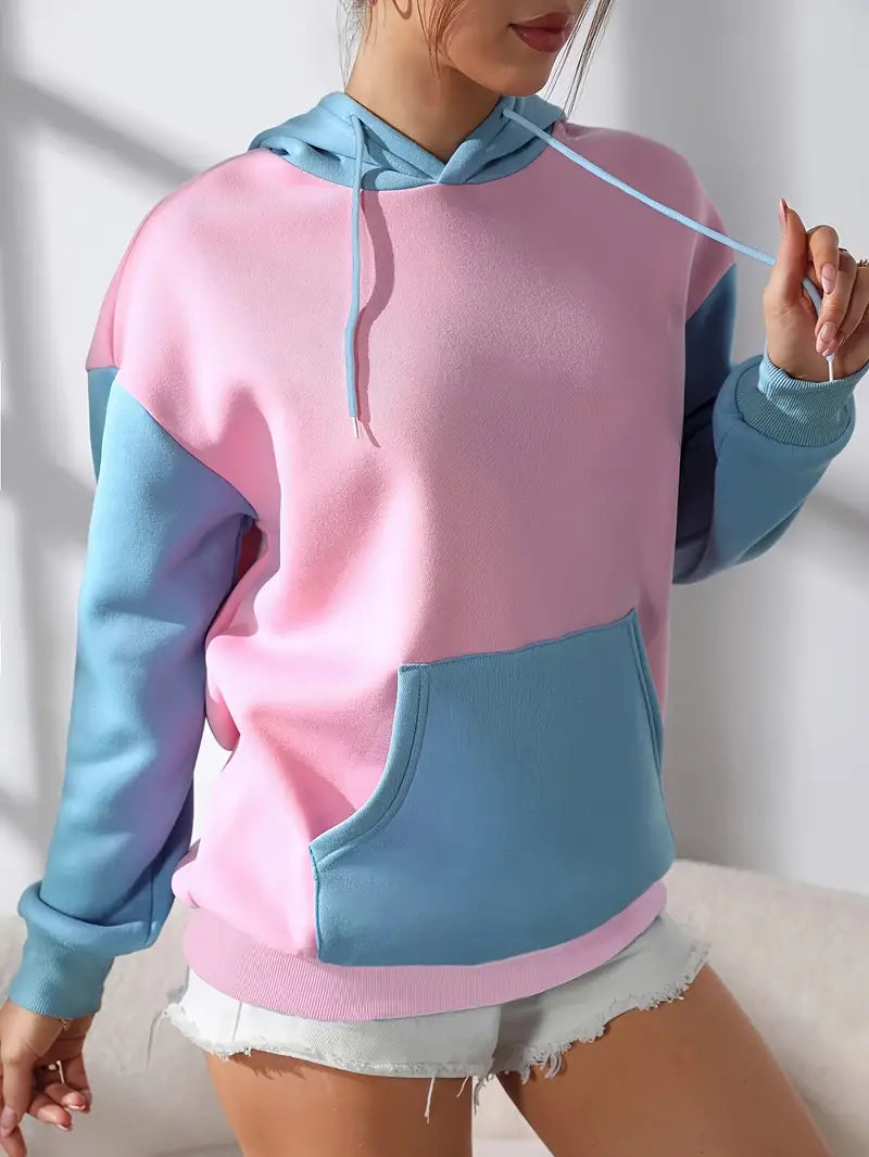 Cerise - Kapuzenpullover mit Farbblock für Damen