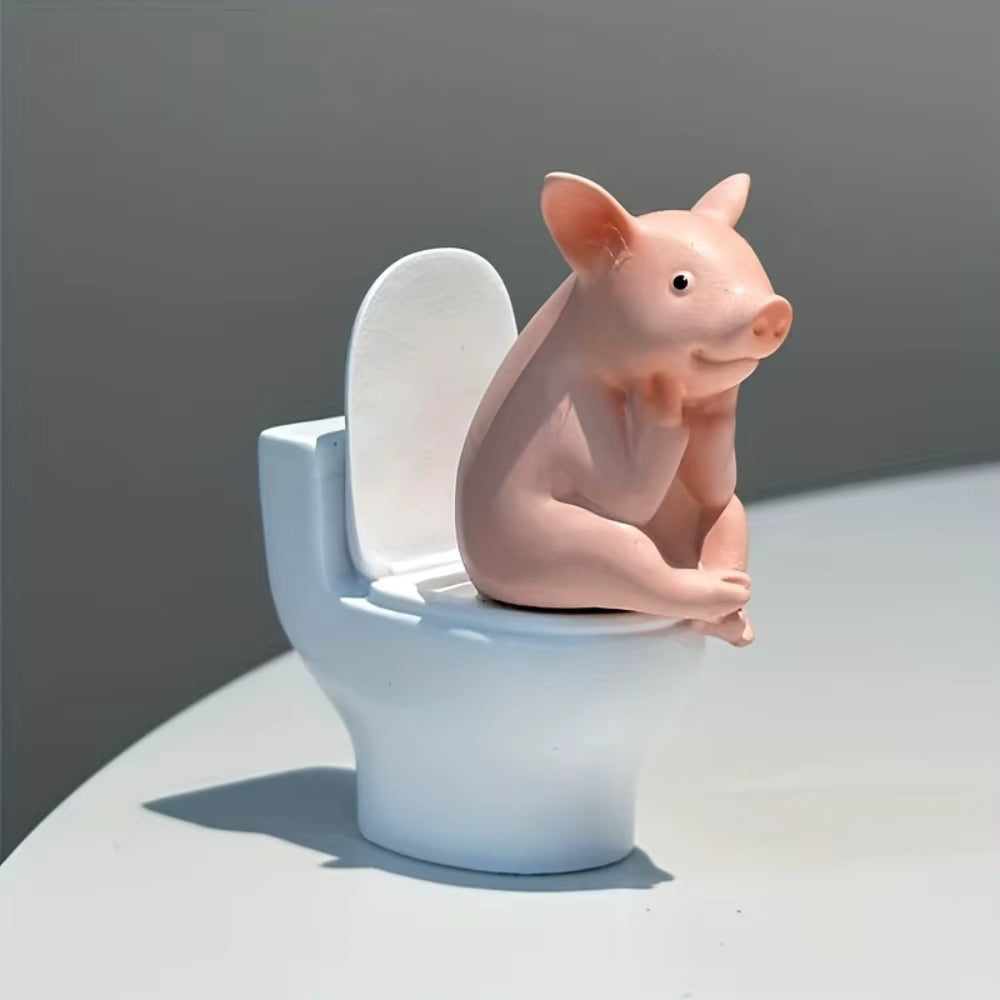 Verspielte Schweinefigur fürs Badezimmer zur Tisch- und Wandmontage