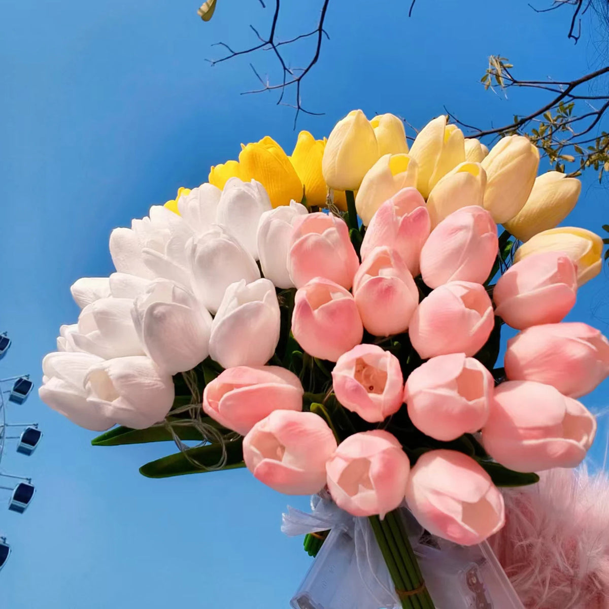 Künstlicher Tulpenstrauß mit warmem LED-Licht – Nachtlicht (15er-Set)