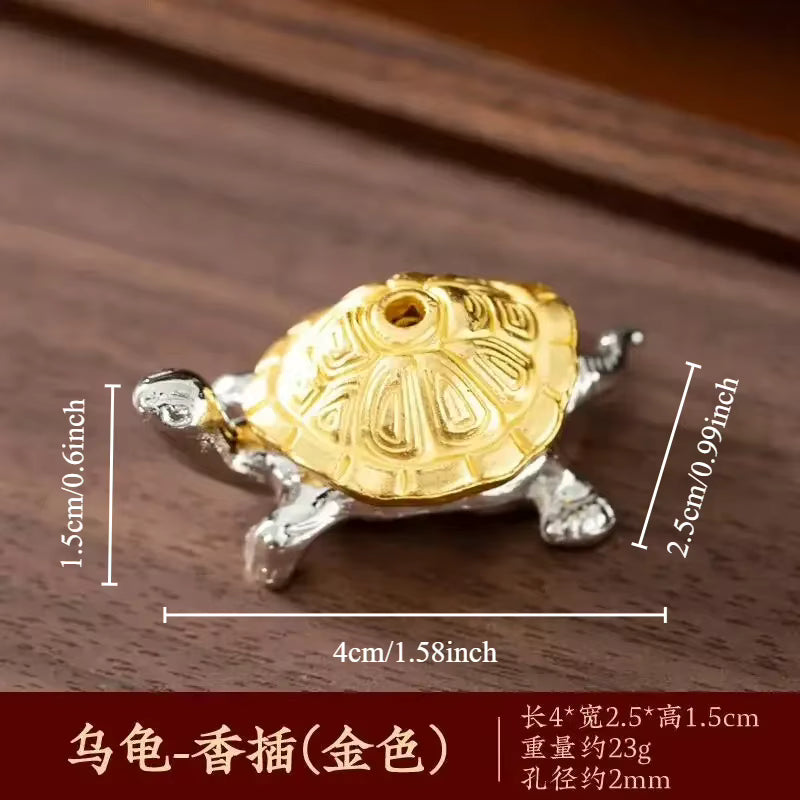 Kompakter Vintage-Bronze-Räucherstäbchenhalter in Schildkrötenform