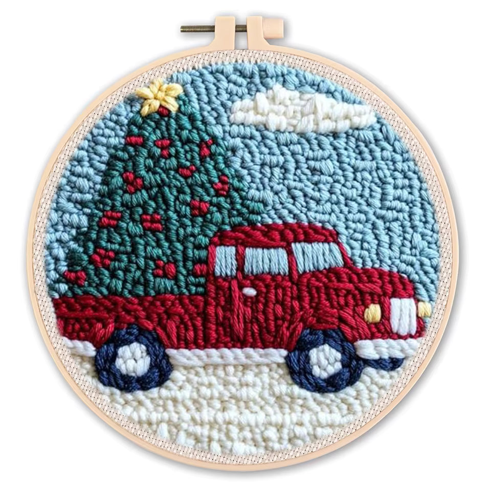 Begynder-venligt fortrykt punch-nål broderisæt (20x20cm)