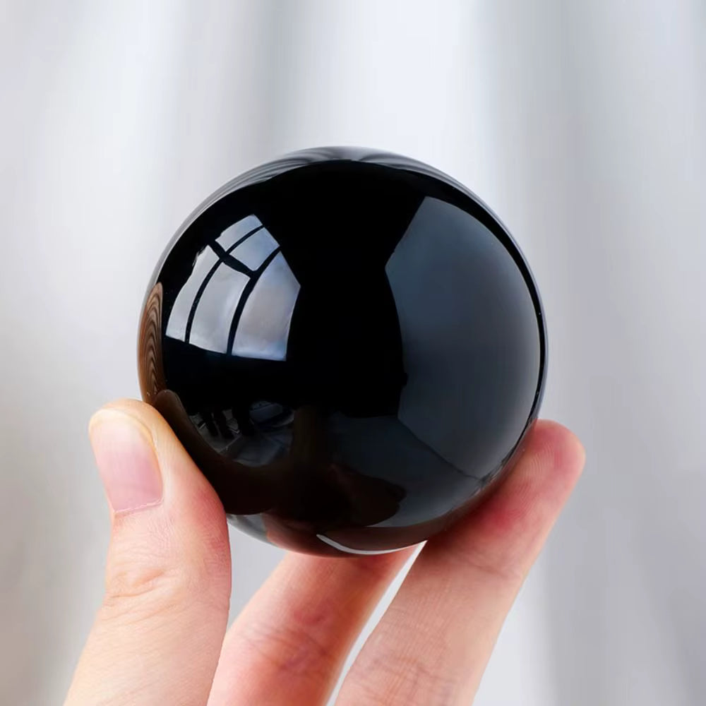Natürlich polierte schwarze Obsidian-Kugel (40 mm)