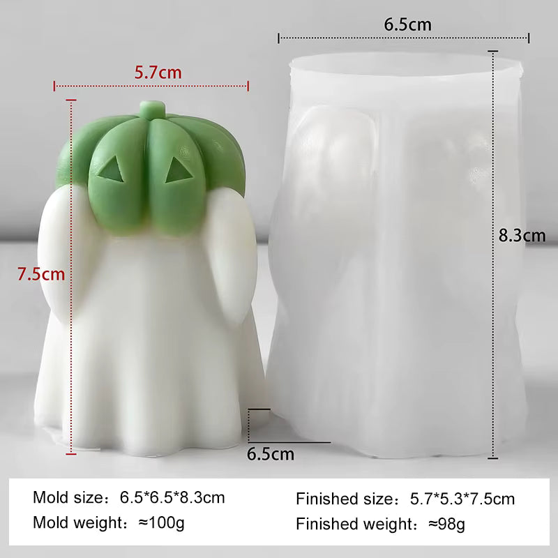 Detaljeret 3D Fleksibel og Holdbar Silikoneform (Græskar og Spøgelse)