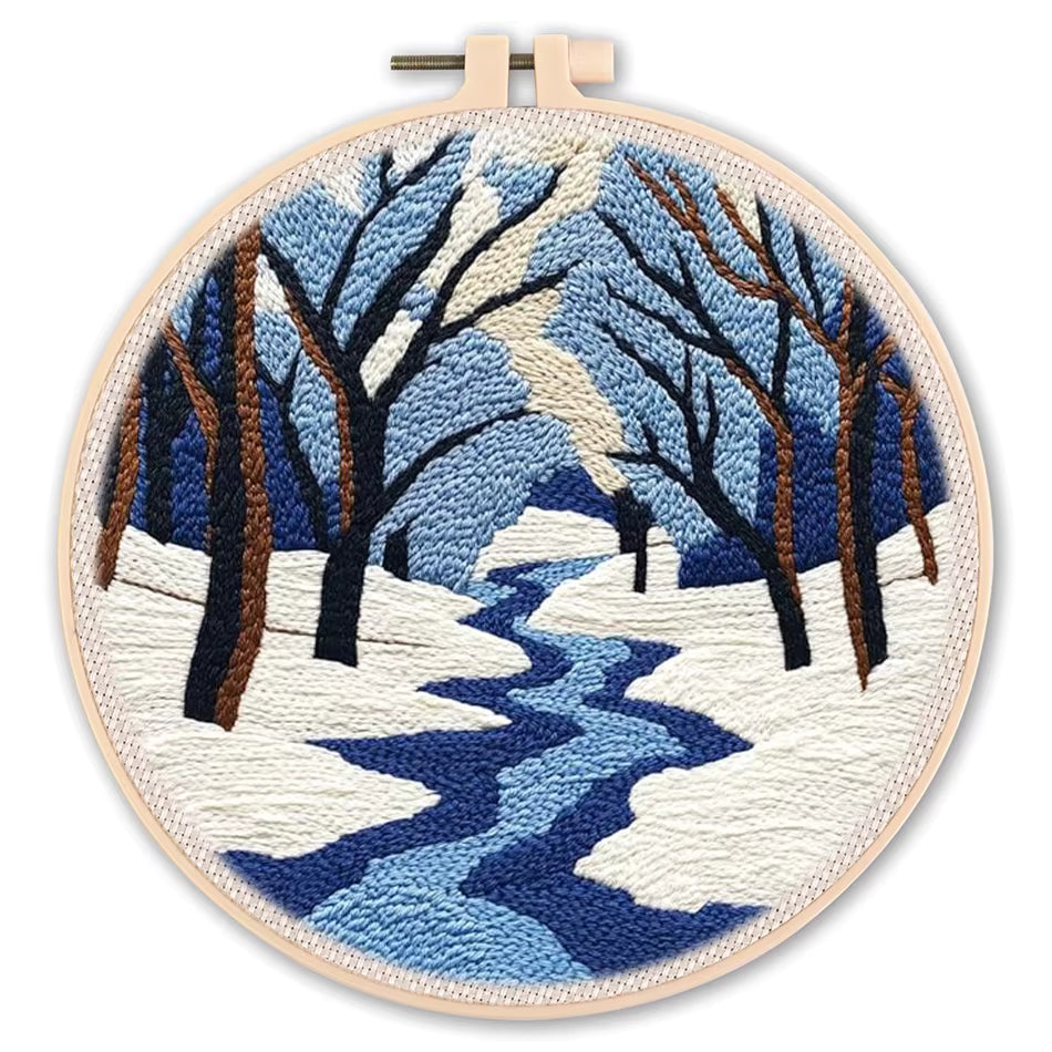Begynder-venligt fortrykt punch-nål broderisæt (20x20cm)
