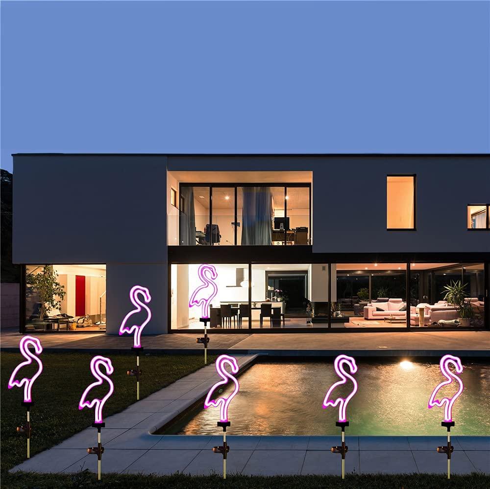 FlamiGlow - Neonflamingo Solarlicht für Gartenwege (Set mit 2)