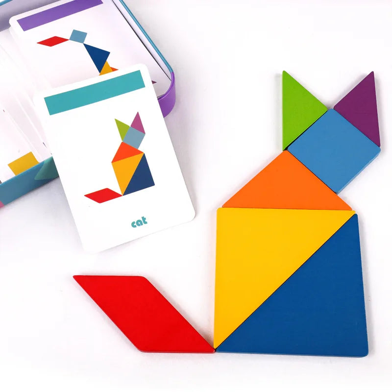 Montessori Træ Farverigt Dyrepuslespil
