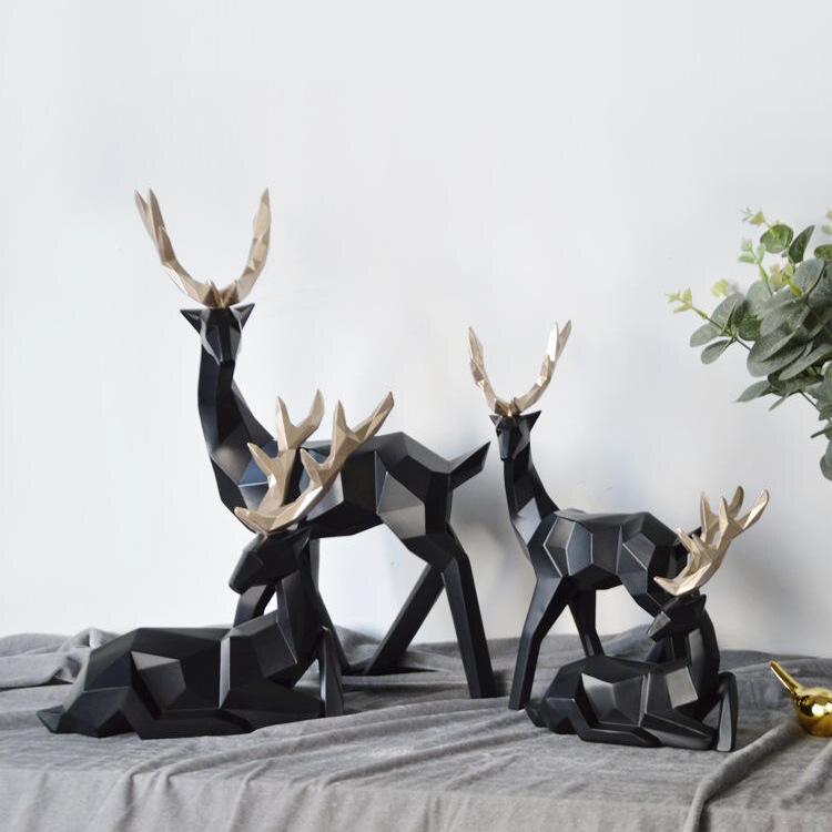 EleganciaArt - Abstrakte Hirschfiguren im Paar | Zeitlose Anmut für eine stilvolle Atmosphäre