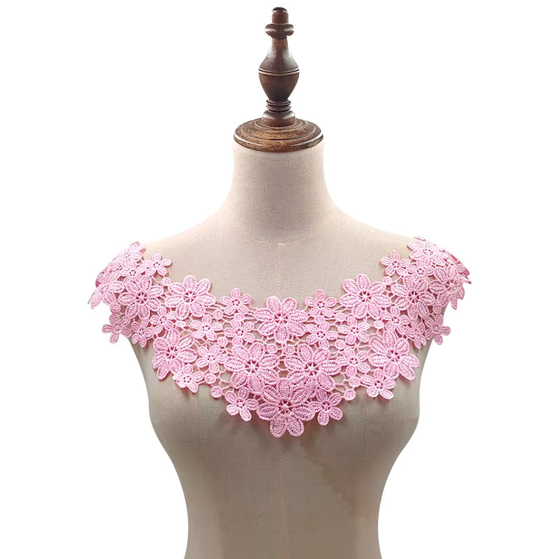 Aftagelig Blomstret Broderet Blonder Krave