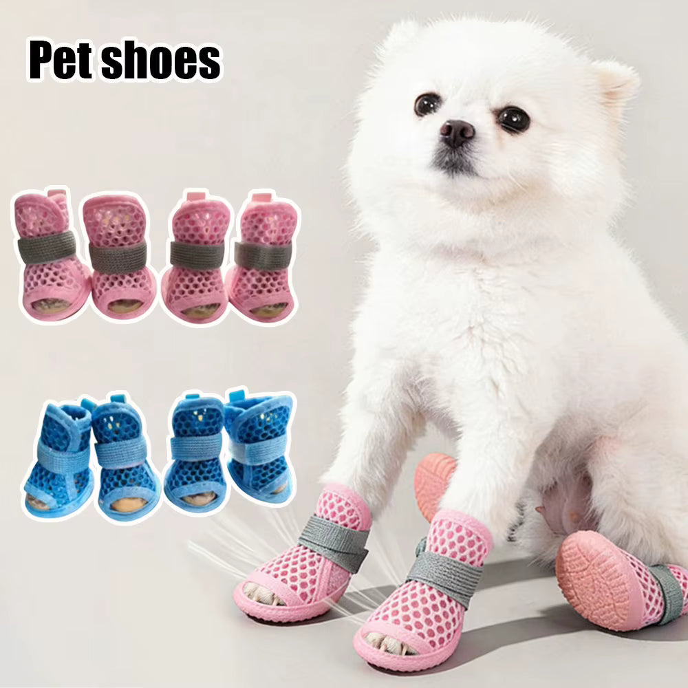 Atmungsaktives Mesh und rutschfeste weiche Hundeschuhe (4er-Set)