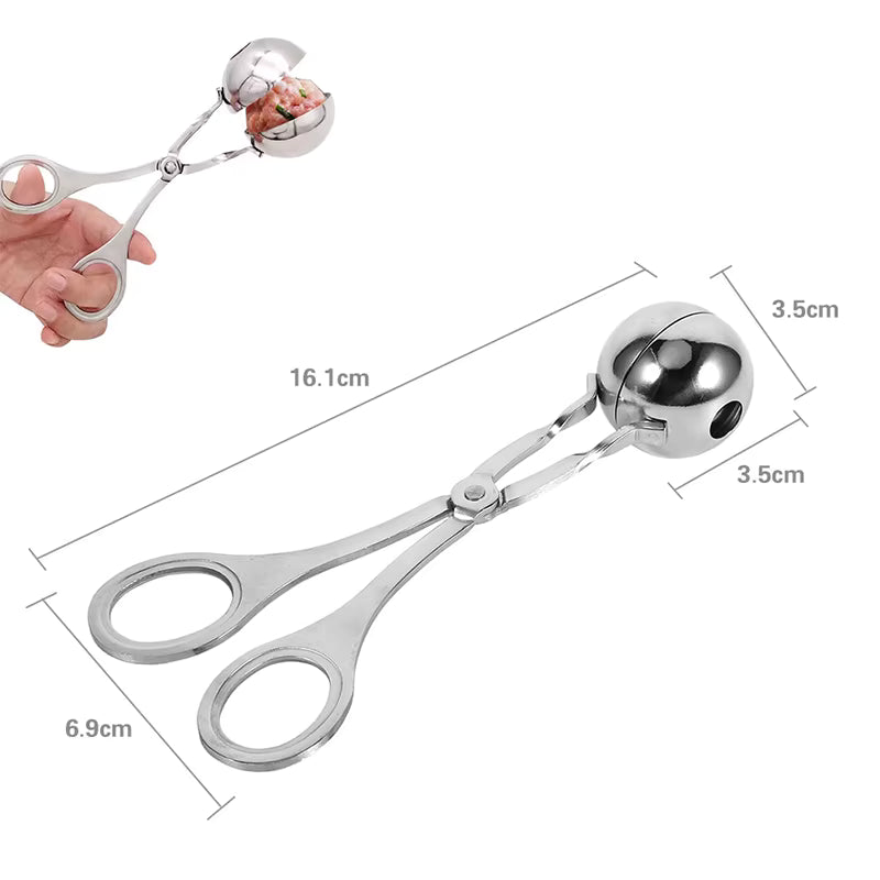 Antihaft-Fleischbällchenformer aus 304 Edelstahl mit langem Griff (3 Rillen)