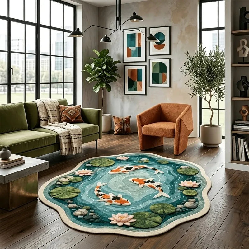 Weiche, waschbare Decke mit Koi-Karpfen in einem Lotus-Teich