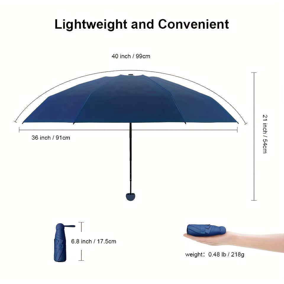 UV-schützender kompakter Mini-Regenschirm (6 verstärkte Streben)
