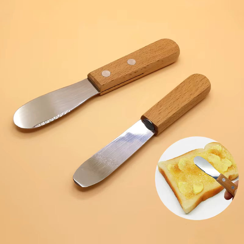 Buttermesser mit Klinge aus rostfreiem Stahl und rutschfestem Holzgriff
