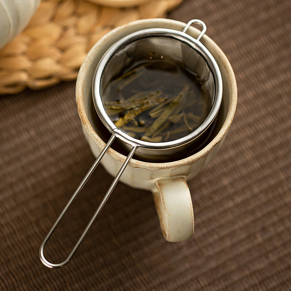 Feinmaschiger wiederverwendbarer Tee- und Kaffeeaufgussfilter (mit Griff)