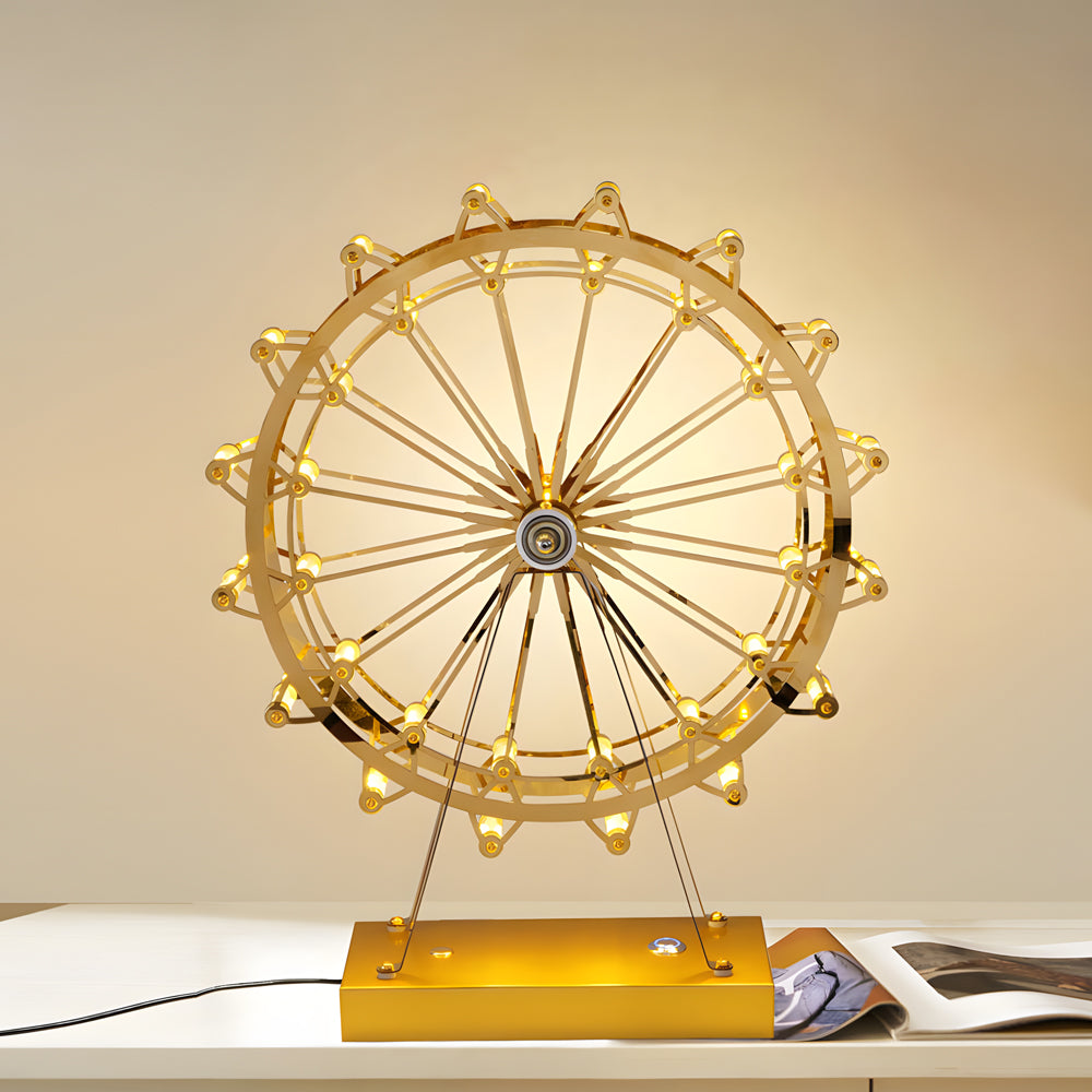Moderne Jern Tafellampe med Unikt Reuzenrad Design og Touch Skifter – Energivenlig LED Belysning, 35 x 25 cm-2