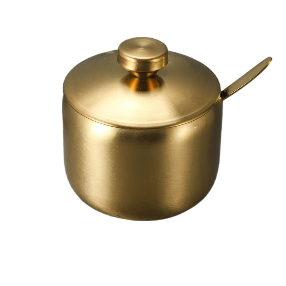 Zuckerbehälter aus Edelstahl mit größerem Fassungsvermögen (Löffel und Deckel)