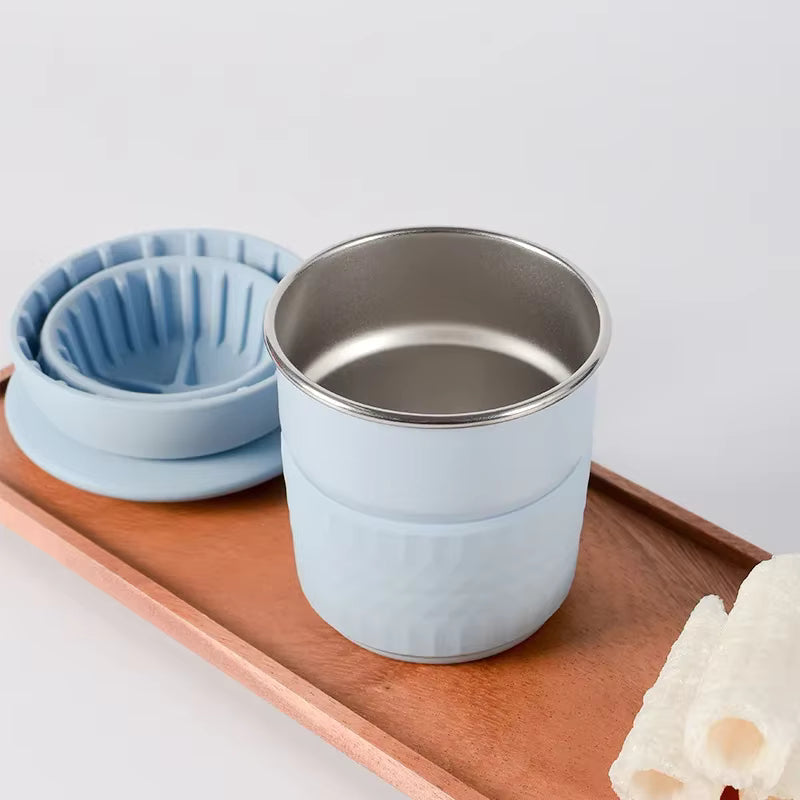 Tragbares, wiederverwendbares Kaffee-Handbrühset aus Silikon und Edelstahl