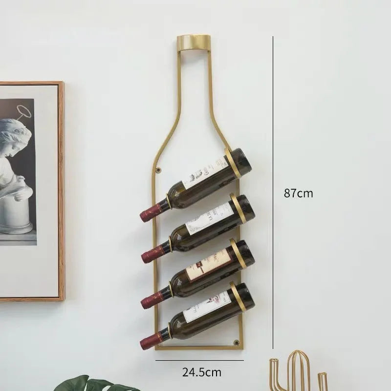 Wandmontiertes Weinregal aus Holz und Schmiedeeisen