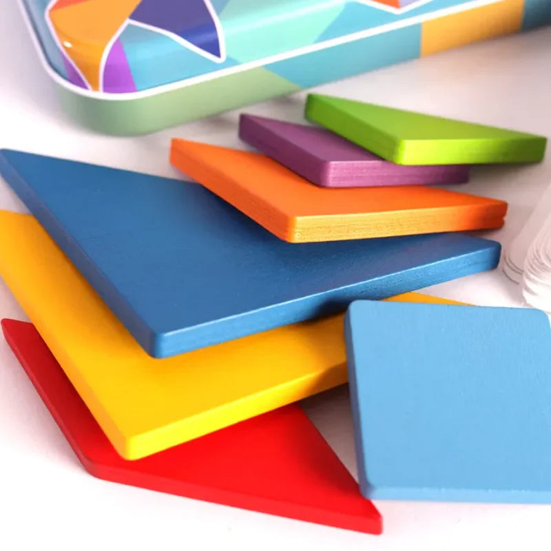 Montessori Træ Farverigt Dyrepuslespil